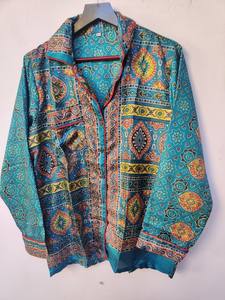 Conjunto de pijama Sari de poliéster ligero hecho a mano para mujer con cierre de cintura elástica para ropa de noche de otoño - Product Image 3