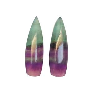 Multi Fluorite Lisse Long Trillion Forme Gemme Loose Matched Pair Stones pour la fabrication de bijoux DIY Designer Crafts - Product Image 1