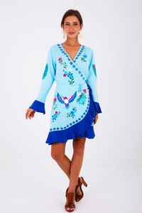 Maxi vestido bohemio tradicional para mujer con bordado a mano hasta la rodilla manga larga Relax Fit Tejido estilo dulce - Product Image 6