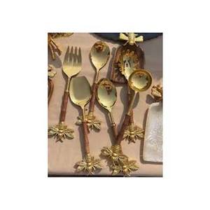 ชุดเครื่องใช้บนโต๊ะอาหารด้ามไม้ด้ามจับทองด้ามผึ้งชุดช้อนเสิร์ฟสลัดชุดเครื่องใช้บนโต๊ะอาหาร - Product Image 1