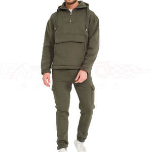 2024 conception chaude des hommes 60% coton 40% Polyester survêtement deux pièces unis blancs correspondant survêtement ensemble avec sweat à capuche pour Jogging - Product Image 1