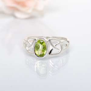 Peridoto Natural en forma ovalada 925 cabujón de plata esterlina anillos de fiesta anillos de piedra Natural hechos a mano joyería de moda para mujer - Product Image 6