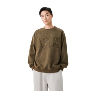 Sweat-shirt en molleton surdimensionné à col rond pour homme, personnalisé, avec logo brodé, imprimé de haute qualité, hiver, coupe classique - Product Image 2
