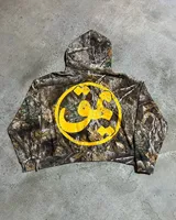 Sweat-shirt à capuche avec fermeture éclair et camouflage rétro, ensemble de deux pièces, vêtements de sport Y2K, sweat-shirt surdimensionné avec lettre pour hommes, ensemble de pantalons décontractés