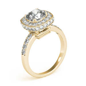 Anillo de Compromiso de Oro Amarillo de 14K con Halo de Diamantes Talla Cojín de 1.34ct, Elegante Anillo de Bodas - Product Image 3