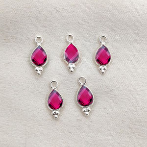 Charmes en quartz rubellite en forme de poire sertis dans un cadre, charmes en quartz rubellite taillés en briolette faits à la main, pendentif en argent sterling serti dans un cadre, fabrication de bijoux - Product Image 1