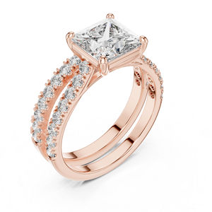 Anillo de Oro Amarillo de 14K con Diamantes de Corte Princesa y Redondo para Mujer, Anillo de Aniversario |   Diamante Cultivado Nuevo - Product Image 6