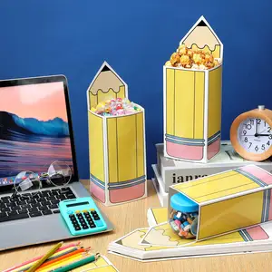 24 Pcs Back to School Pencil Candy Boxes Popcorn Holders Teacher Gift Bags Candy Boxes Party Favors School Classroom Decorations