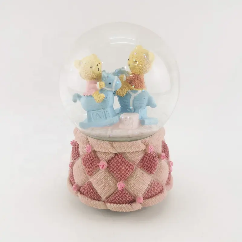 Musical bear Custom Resin Dolphin Theme Water Globe Glass Snow Ball For Home Decor Gift resin