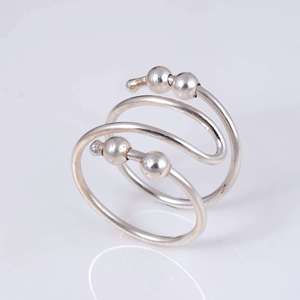 New Style Trending DesignMinimalist Spiral <b>Ring</b> <b>Dainty</b> Brass <b>Ring</b> Women <b>Silver</b> Plated Geometric Wire Jewelry Open Band Wholesale - Product Image 1