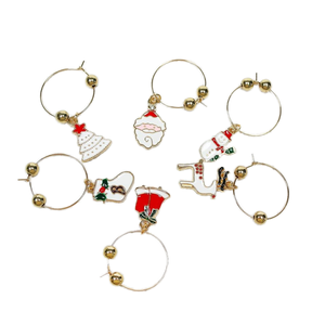 Charmes de verre à vin de Noël Marqueurs de boissons saisonniers en alliage de zinc Accessoires de fête pour décorations de table - Product Image 1