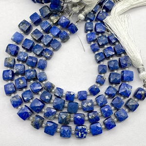Cuentas en forma de caja facetadas de Lapiz Lazuli, piedras preciosas en forma de cubo natural de 7-8MM para suministros de cuentas - Product Image 6