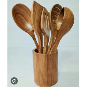 Juego de cubiertos esmaltados de madera de acacia de mango, juego de cocina de madera de ébano Natural hecho a mano con gran calidad y acabado para uso en Cafetería - Product Image 2