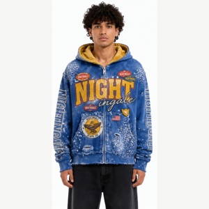 Sudadera con capucha y cremallera completa con logotipo personalizado para hombre, tela transpirable, proveedor al por mayor, sudadera con capucha de forro polar con logotipo bordado personalizado - Product Image 2