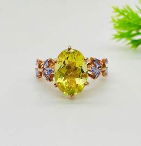 Bague en argent sterling 925 citron Quartz diamant Unique cadeau d'anniversaire de mariage romantique pour les femmes bijoux plaqués or - Product Image 2