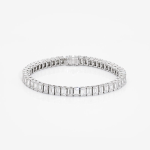 Pulsera DE TENIS cuadrada clásica para mujer, pulsera de mujer de eslabones hechos a mano con diamantes de moissanita chapados en rodio a la moda - Product Image 1