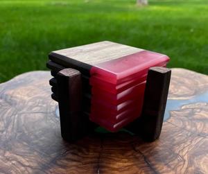 ชุดที่รองแก้วไม้และหินแกะสลักด้วยมือ4ชิ้นเสื่อสำหรับดื่มชากาแฟเบียร์และของตกแต่งบ้าน - Product Image 4