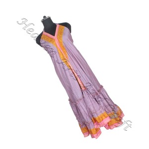 Nueva moda de playa europea, ropa de mujer, Sari Vintage Vestido de playa de seda, vestido de cena elegante para mujer, vestido de noche sin mangas - Product Image 5