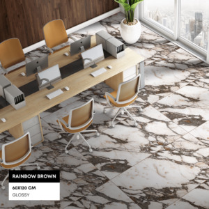 กระเบื้องปูพื้นพอร์ซเลนบริสุทธิ์ขนาด600x1200มม. ทรงสี่เหลี่ยมผืนผ้าลายดอกไม้พิเศษสำหรับใช้ในเชิงพาณิชย์ - Product Image 1