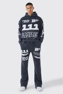 DCY Ensemble de pantalons de survêtement évasés d'hiver des fabricants de vêtements personnalisés Survêtements unisexes respirants de haute qualité délavés - Product Image 6