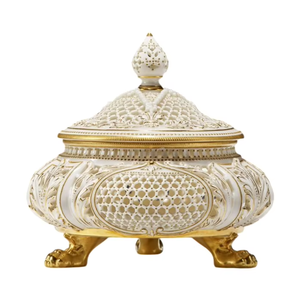 Chauffe-plats en céramique et or 2k25 avec couvercle en céramique pour buffet de restaurant à la maison et d'hôtel - Product Image 4