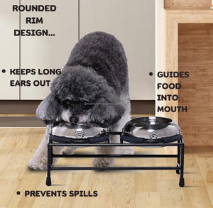 Mangeoire pour animaux de compagnie surélevée à pattes noires demi-rondes Bol pour chat moderne, support d'alimentation à double tube métallique Mangeoire pour animaux de compagnie, Design moderne, Mangeoire pour animaux de compagnie - Product Image 4