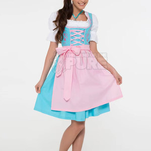 Robe dirndl décontractée respirante à imprimé personnalisé pour femmes, nouvelle robe d'Oktoberfest allemande brodée, mi-longue, manches courtes - Product Image 5