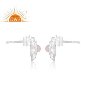 Handmade Fine Sterling Silver Natural Ethiopian <b>Opal</b> Gemstone Bezel Setting Floral Design <b>Stud</b> <b>Earrings</b> for Women Party Gift - Product Image 3
