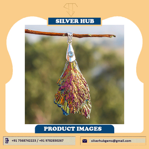 จี้พลอย925ธรรมชาติทำจากแร่เงินสเตอริ่งทำด้วยมือจี้เครื่องประดับที่ทำด้วยมือซึ่งแต่ละชิ้นเป็นงานศิลปะ - Product Image 4