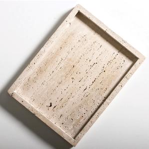 Plateau de service et de rangement en pierre naturelle de travertin de forme rectangulaire moderne de luxe, revêtement mural pour la salle à manger, la cuisine, résistant au feu - Product Image 4