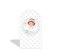 Housse de toile de fond pour arche de baptême et de baptême chrétien, motif Ange Argenté, haute élasticité, pour décor de photomaton