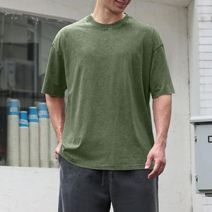 T-shirts d'été surdimensionnés confortables lavés à l'acide avec étiquettes de conception de taille de couleur personnalisées broderie et impression de marque - Product Image 4