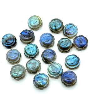 Cuentas de piedras preciosas talladas de girasol de piedra de labradorita Natural para la fabricación de joyas, estatuilla artesanal de cristal de labradorita de 12mm, abalorio a granel - Product Image 4