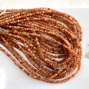 Orange Sunstone Faceted Rondelle Shape Beads Natural Venta al por mayor Cuentas de piedras preciosas para suministros de joyería - Product Image 2