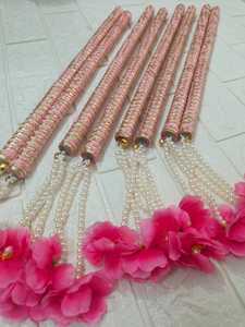 Nouveau Design Perle Avec Fleur Rose Dandiya Bâtons Mariée Et Marié Dandiya Paire Gland Dandiya Bâton pour Faveur Article - Product Image 2