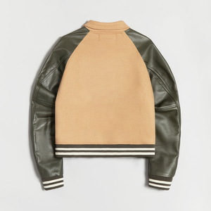 Veste de baseball en cuir streetwear en gros, veste varsity personnalisée pour hommes, veste décontractée à fermeture éclair, veste de travail tissée - Product Image 2