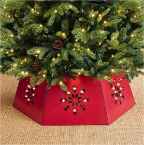 Collar de árbol rojo de Metal para decoración de Navidad, soporte de árbol de diseño clásico de lujo, decoración inspirada con clase para el hogar, fiesta de Navidad de Año Nuevo - Product Image 5