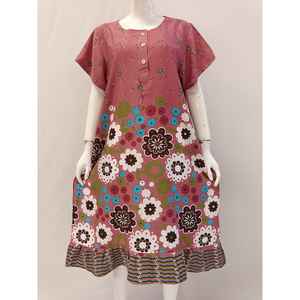 ชุดเดรสลายดอกไม้สำหรับผู้หญิงใส่สบายมีกระดุมด้านหน้าทนต่อการซีดจางสำหรับสวมใส่ในชีวิตประจำวัน - Product Image 1