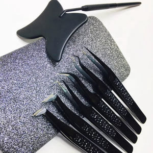 Best Custom Stainless Steel Fiber Tips Tweezers for <b>Eyelash</b> Extensions New Private Label <b>Eyelash</b> Tweezers with Custom Packing - Product Image 1
