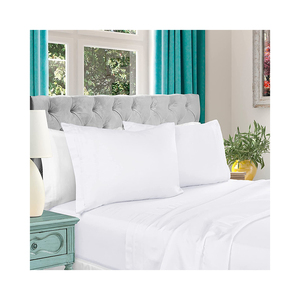 Chất Lượng Tốt Nhất Trắng Được Trang Bị Tấm Ga Trải Giường Đàn Hồi Twin-Nệm Bìa Dệt <span class=keywords><strong>Percale</strong></span> Bông Vải Bộ Đồ Giường Bộ - Product Image 6