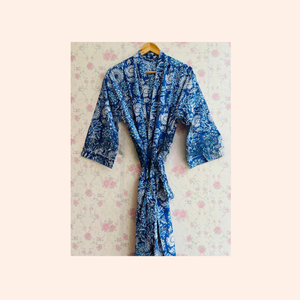 ชุดคลุมกิโมโนผ้าฝ้ายแท้ 100% สำหรับผู้หญิง พิมพ์ลายดอกไม้ด้วยมือ เหมาะสำหรับฤดูร้อน ฤดูหนาว ฤดูใบไม้ร่วง และฤดูใบไม้ผลิ - Product Image 3