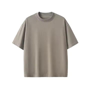 Camiseta informal holgada de algodón 100% para hombre, patrón sólido, bordado 3D, impresión Digital, tela de punto de 300 gramos, diseño en blanco - Product Image 1