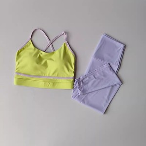 Conjunto de Yoga de cintura alta de 2 piezas para mujer Sujetador deportivo XS y mallas Ropa deportiva de entrenamiento para gimnasio Fitness - Product Image 1