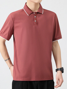 Polo de Verano para Hombre, Color Sólido, Estilo Casual, Cuello Solapa, Moda Ejecutiva, Nailon 100% Poliéster, Técnica Bordada - Product Image 4
