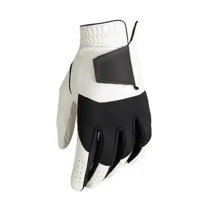 New Arrival Men's Resistance Golf Glove Black/White Wholesale Custom Logo Golf Gloves Genuine Leather Golf Gloves