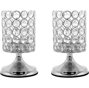 Portavelas de Hurricanes de Metal con cuentas de cristal Chapado en plata de diseño único para Decoración de mesa de hogar y boda - Product Image 6