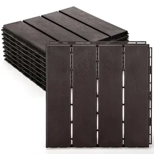 9 Pack 12\"x12\" <b>Plastic</b> Interlocking Deck <b>Tiles</b> Waterproof Outdoor Patio Flooring - Product Image 1