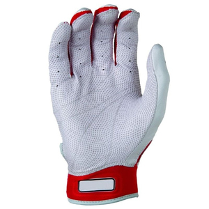 Guantes de Bateo Ambidiestros de Cuero Rojo y Blanco, Guantes de Receptor Perforados, Transpirables, Color Personalizado, para Entrenamiento de Béisbol - Product Image 2