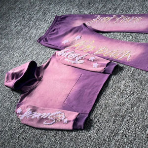 2025 Street Wear Vintage poids lourd surdimensionné bouffée impression coupe Vintage teint cloche bas hommes survêtement OEM entretenu - Product Image 2