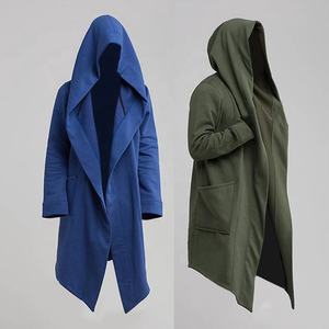 Long Fleece Hooded <b>Cardigan</b> Steampunk Cloak Hoodie Gothic Drape Cape Punk Jacket Winter Printed Oversized <b>Men's</b> Coat - Product Image 3